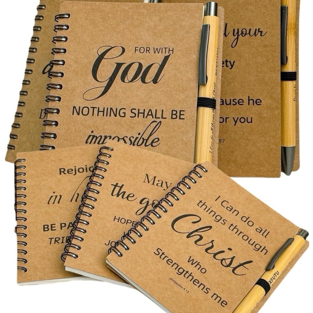 Christian Gift Spiral Notebooks with Bible Bamboo Pen Prayer Journal